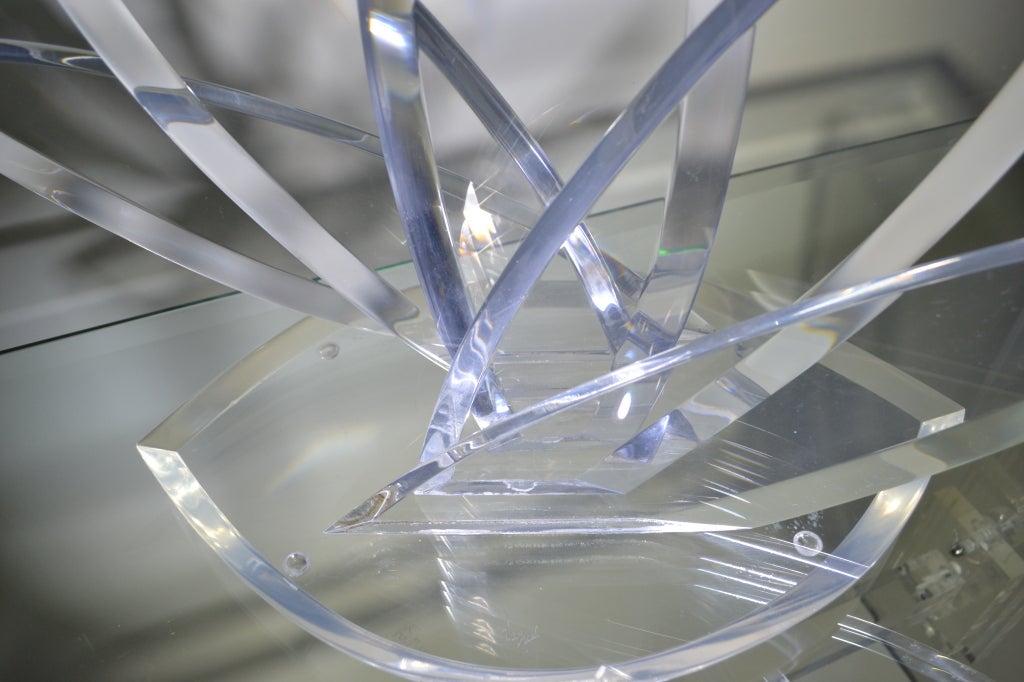 American Signed Van Teal Lucite Sculpture