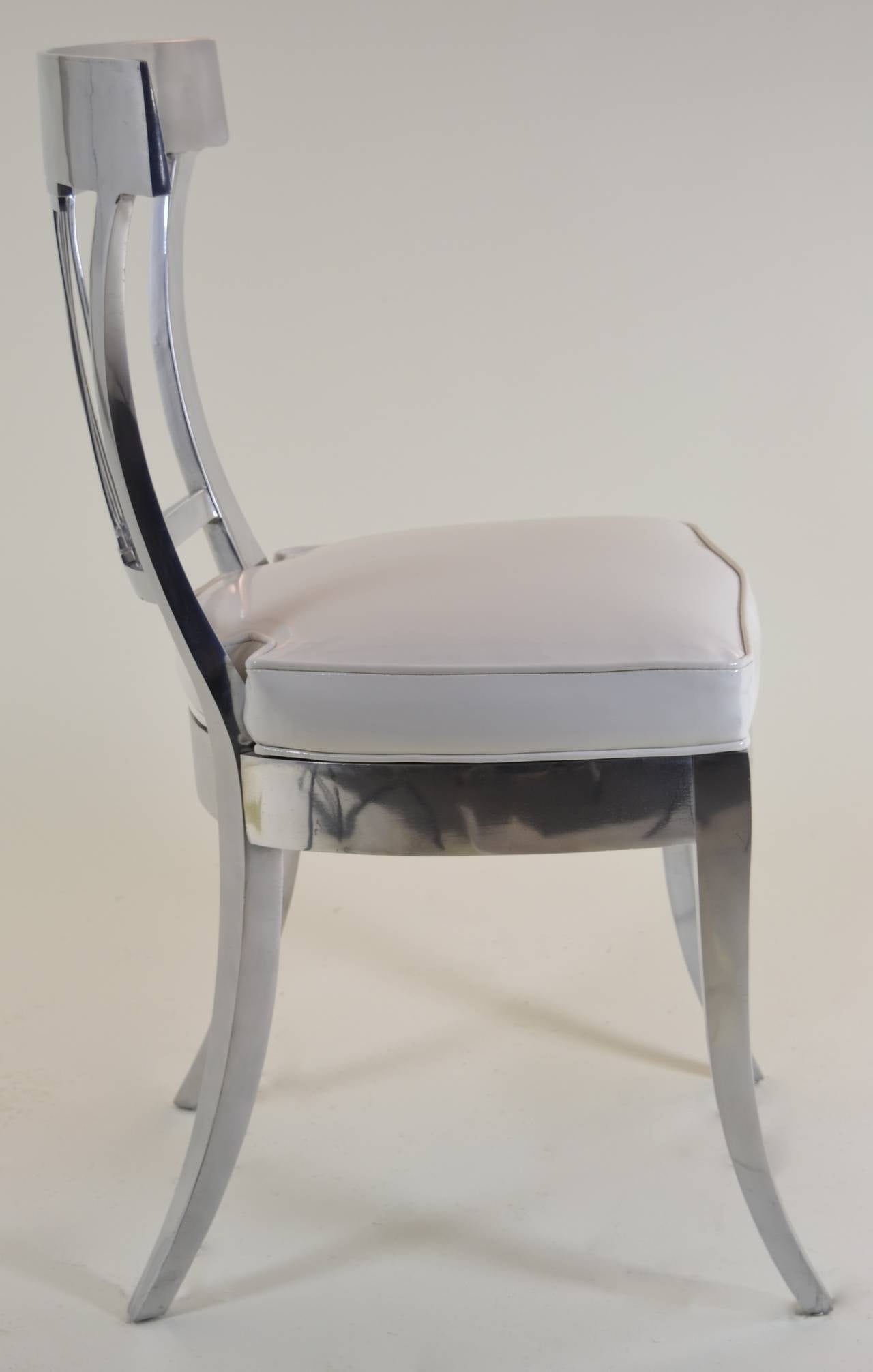 Polished Aluminum Klismos Chair In Excellent Condition In Norwalk, CT