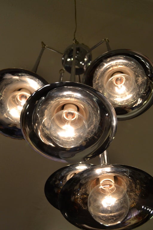 Late 20th Century Chrome Chandelier with Horn Pendants