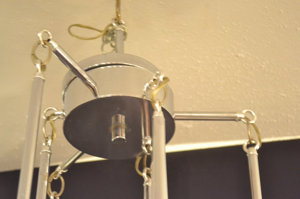 Chrome Chandelier with Horn Pendants 1