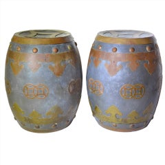 Pair of Lead and Brass Garden Seats