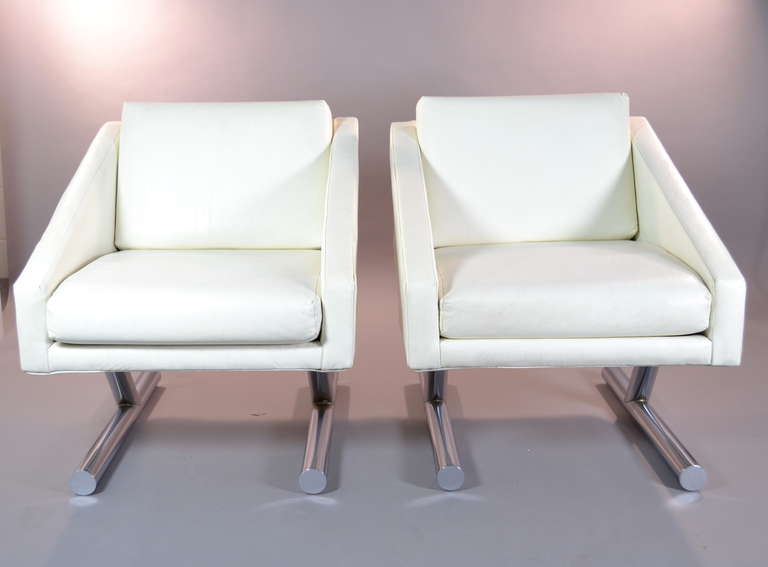 Chrome Vintage Cantilever Lounge Chairs