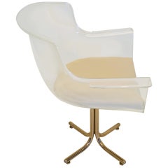 Heavy Lucite Chair on Chrome Base