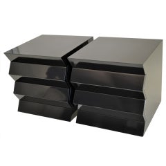 Pair of Zig-Zag Small Chests In Black Lacquer