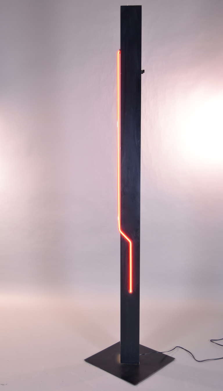 Metal Neon Floor Lamp by Rudi Stern and Don Chelsea for George Kovacs