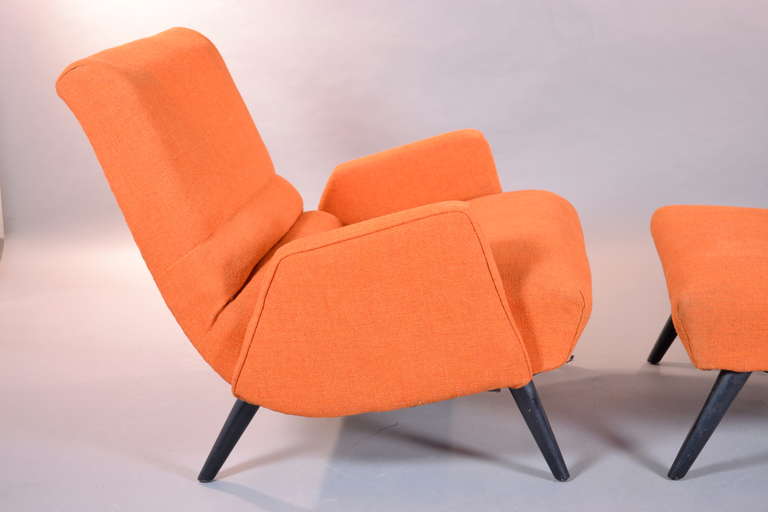 Mid-20th Century 1950's Lounge Chair and Ottoman