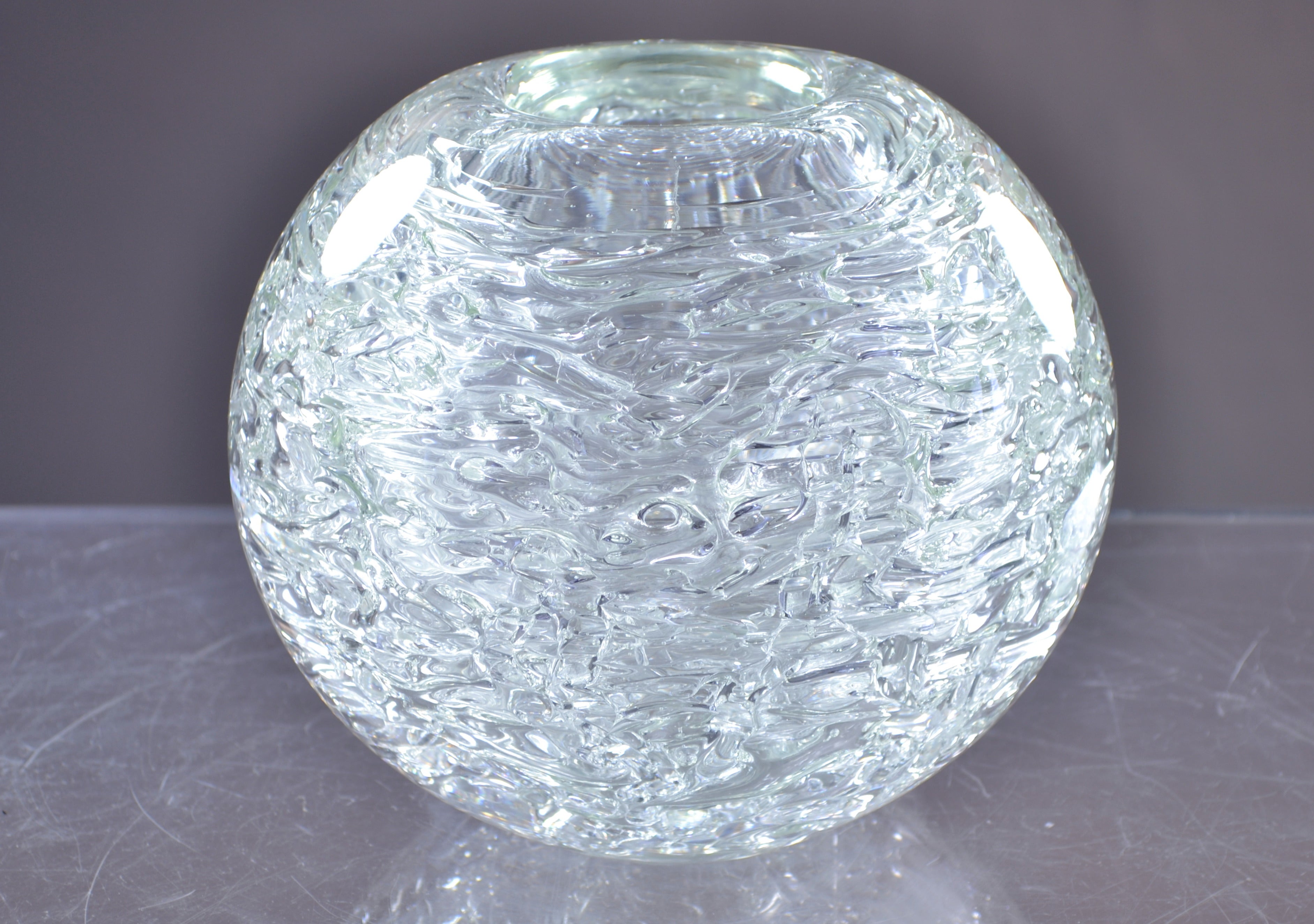 Heavy Glass Spherical Vase by Frantisek Vizner