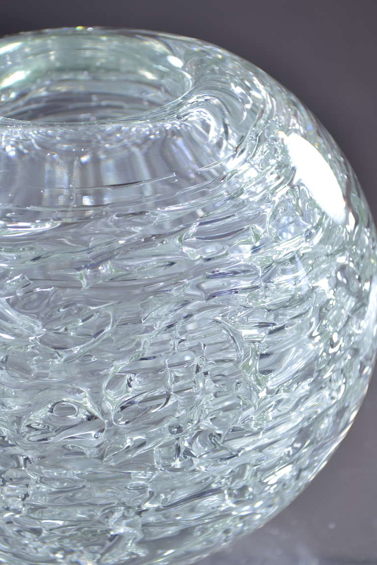 Czech Heavy Glass Spherical Vase by Frantisek Vizner