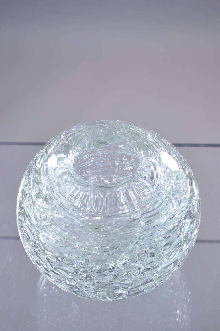 Heavy Glass Spherical Vase by Frantisek Vizner In Excellent Condition In Norwalk, CT