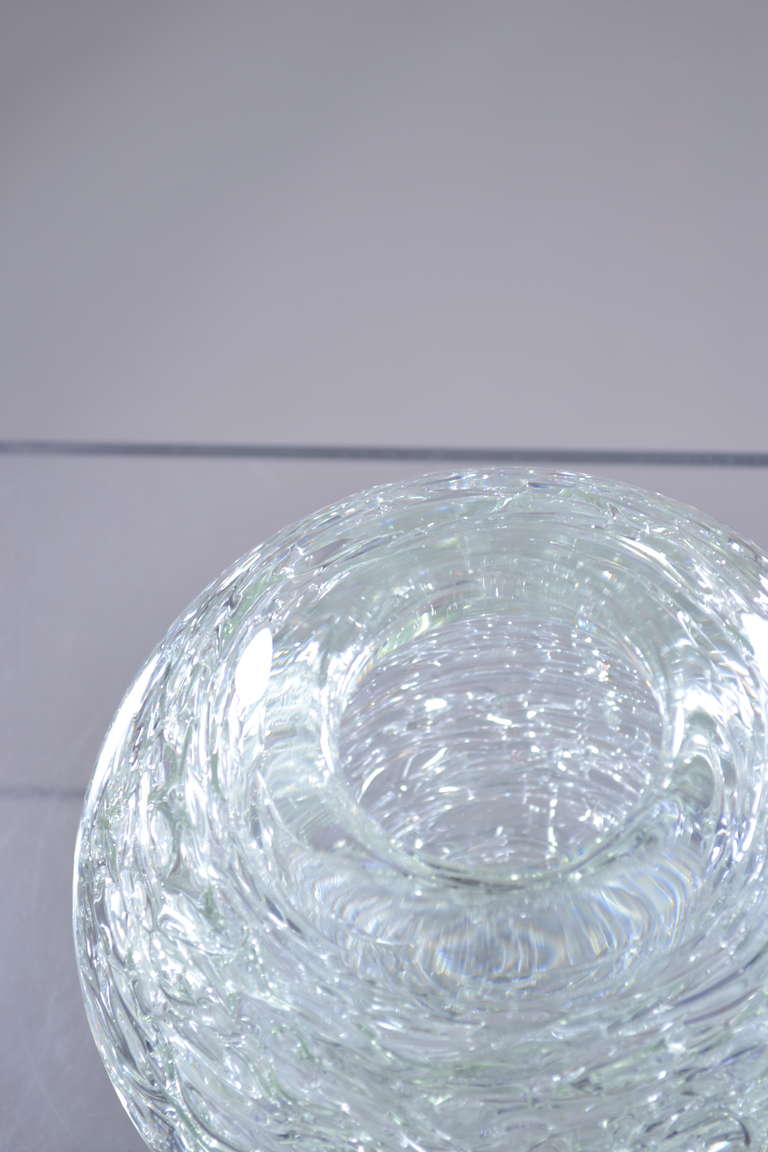 20th Century Heavy Glass Spherical Vase by Frantisek Vizner