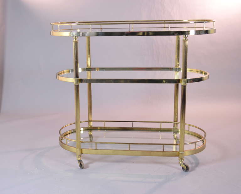 Brass Cocktail Cart In Excellent Condition In Norwalk, CT