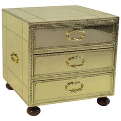 Sarreid Three-Drawer Small Brass-Clad Chest