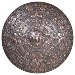 Retro Very Large Copper Mayan Calendar