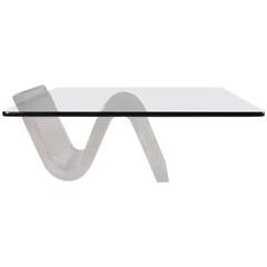 Heavy Lucite Cantilever Cocktail Table