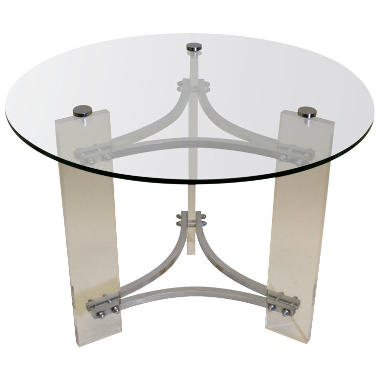 Charles Hollis Jones Lucite and Chrome Table 