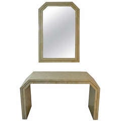 Tesselated Marble Console and Mirror