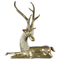 Vintage Large Brass Deer by Sarreid