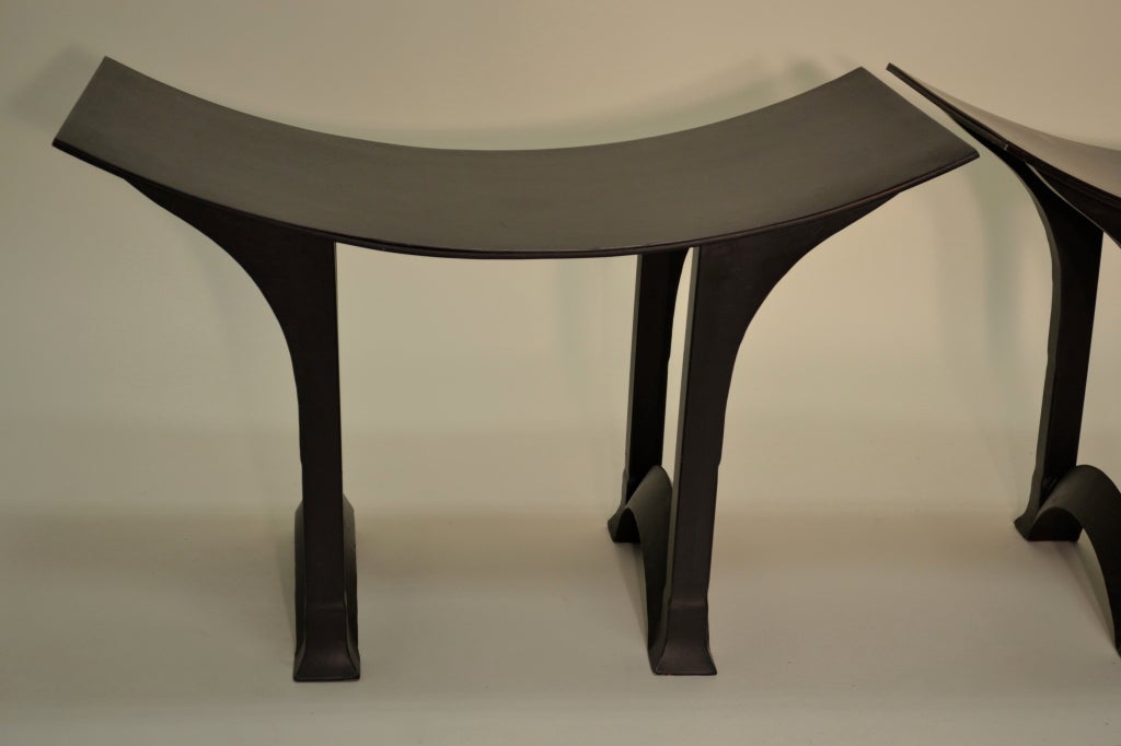 Pair of Steel Oriental Form Benches