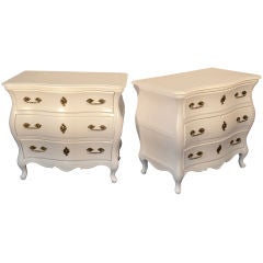 Pair of Lacquered Bombe Commodes