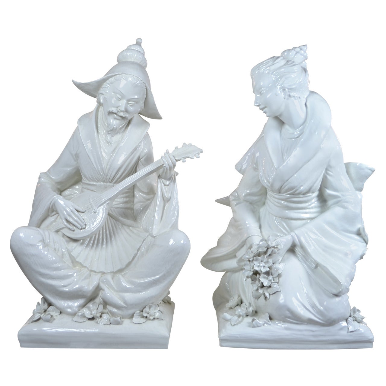 Pair of Italian Blanc de Chine Chinoiserie Figures