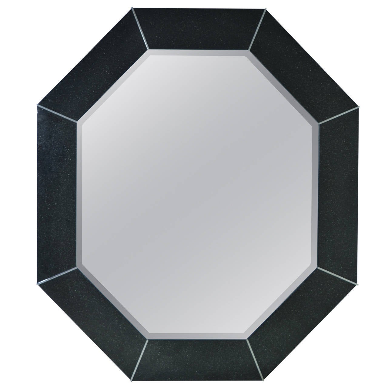 Large Octagonal Mirror in Custom Black Finish For Sale at 1stDibs