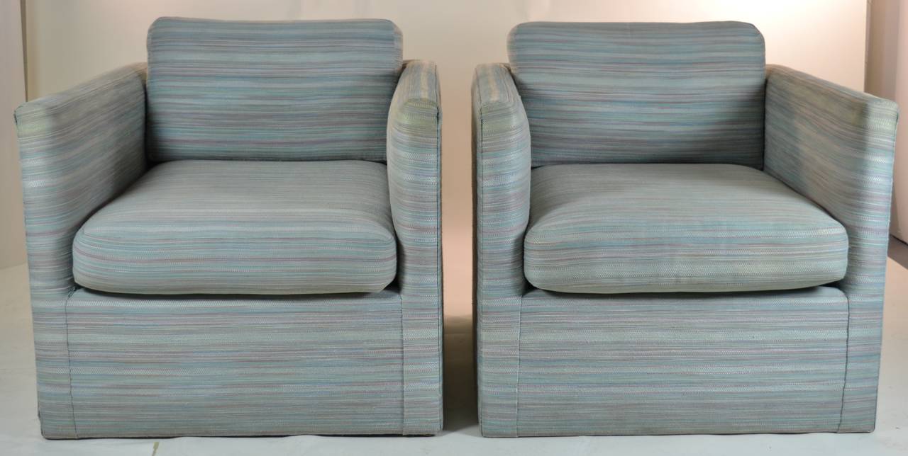 Modern Charles Pfister for Knoll Pair of Cube Chairs 1970s 