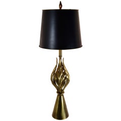 Sculptural Goldtone Table Lamp USA 1940s