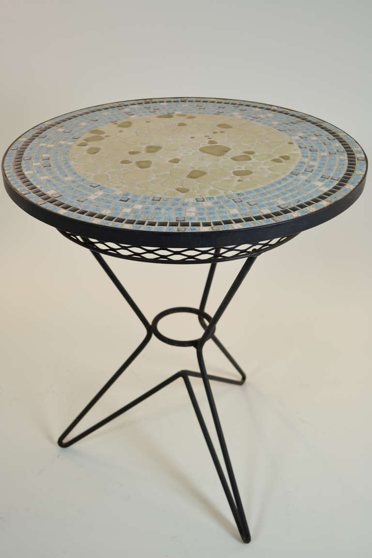 Mosaic Tile Top Iron Table