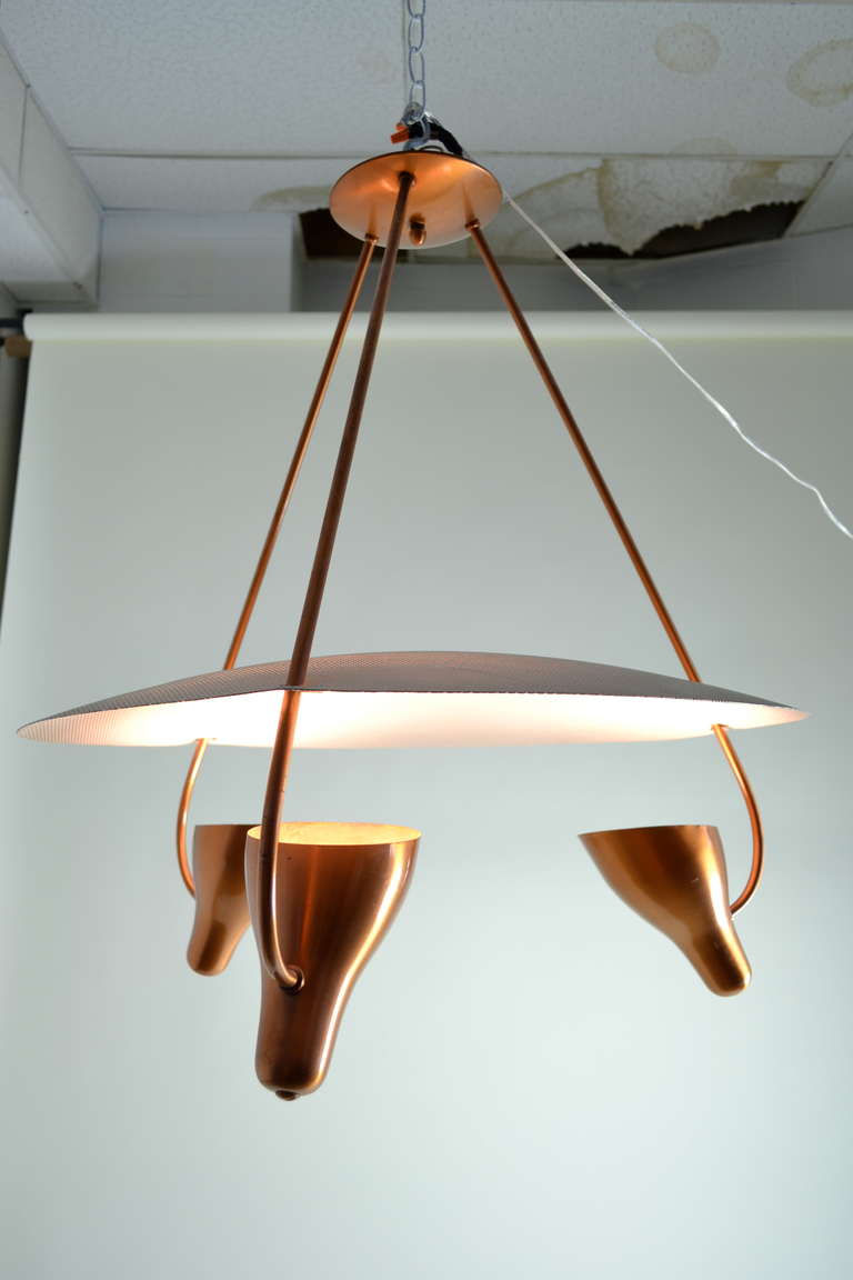 Modernist Copper Chandelier, 1960 at 1stDibs
