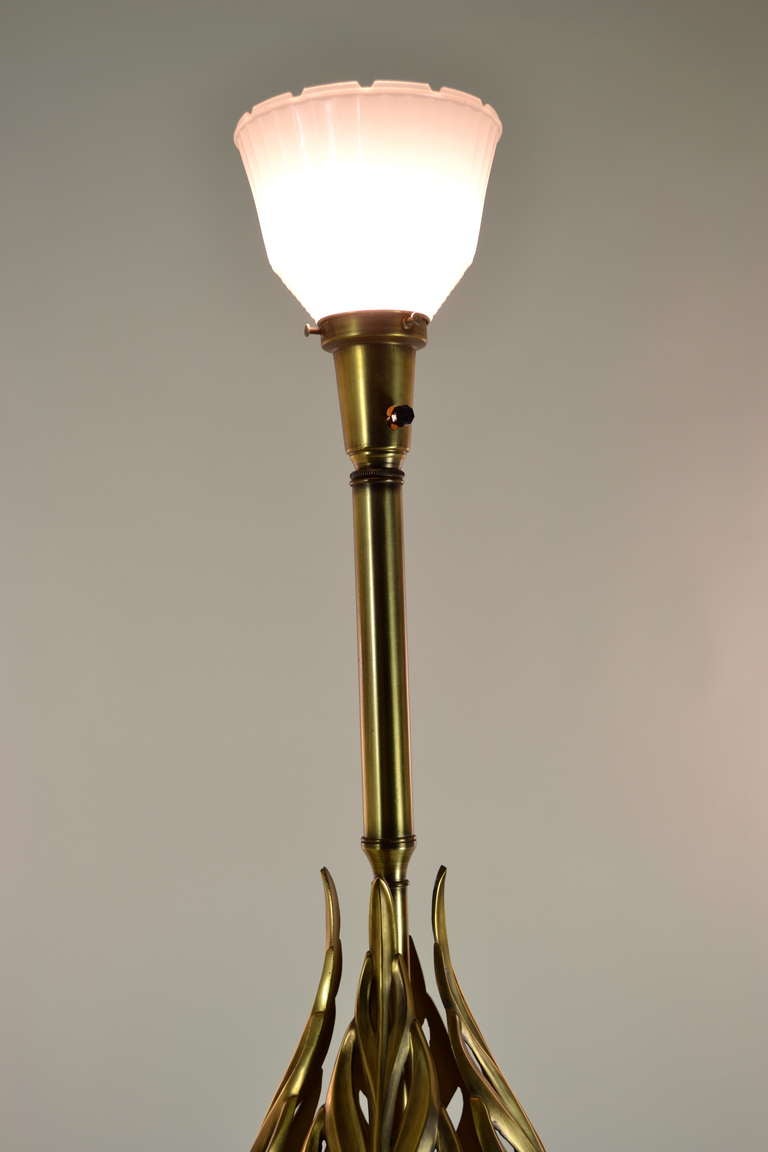 Mid-20th Century Sculptural Goldtone Table Lamp USA 1940s