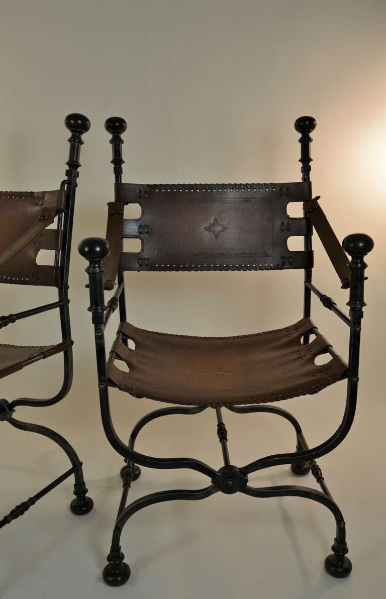 Pair of Spanishstyle Campaign Chairs at 1stDibs