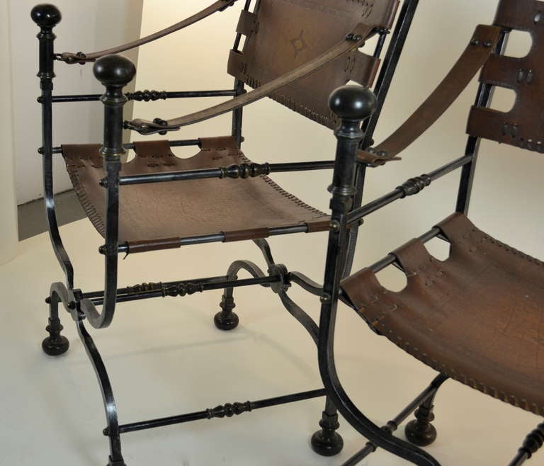 Pair of Spanishstyle Campaign Chairs at 1stDibs