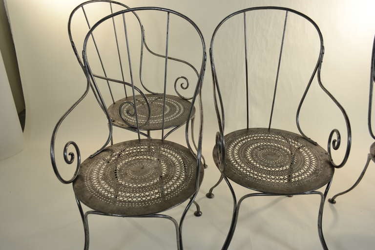Steel Vintage French Cafe Chairs - Set of 4