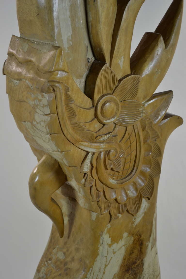 Late 20th Century 6' Asian Architectural Fragment on Stand