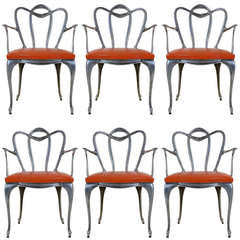 Set of Six Aluminum Dining Chairs