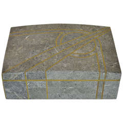 Tesselated Marble and Brass Lidded Box