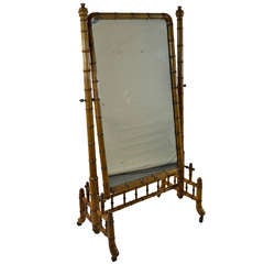 English Faux Bamboo Cheval Mirror