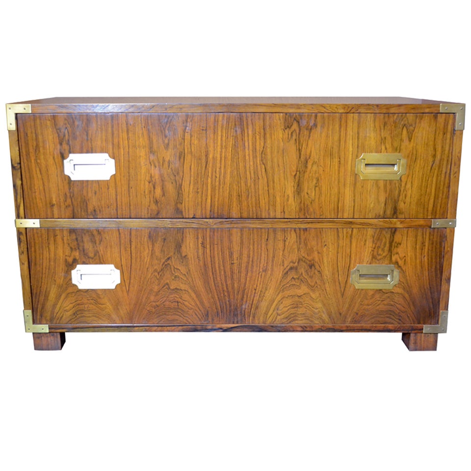 Rosewood campaign-style chest by Baker Furniture