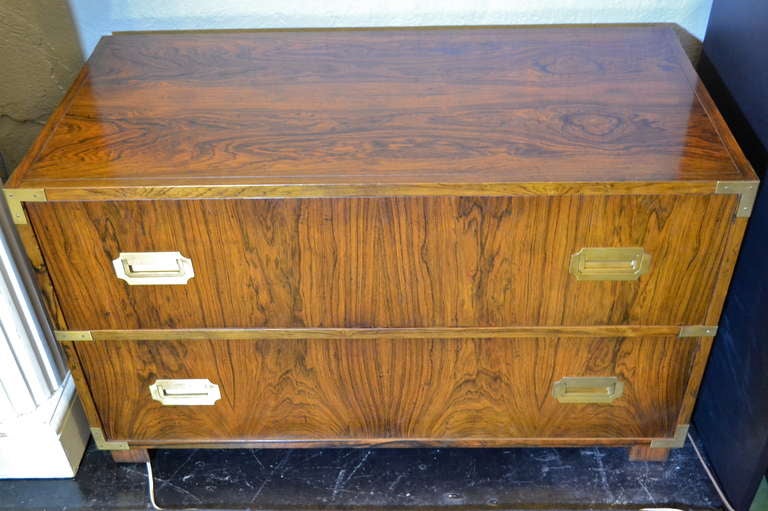American Rosewood campaign-style chest by Baker Furniture