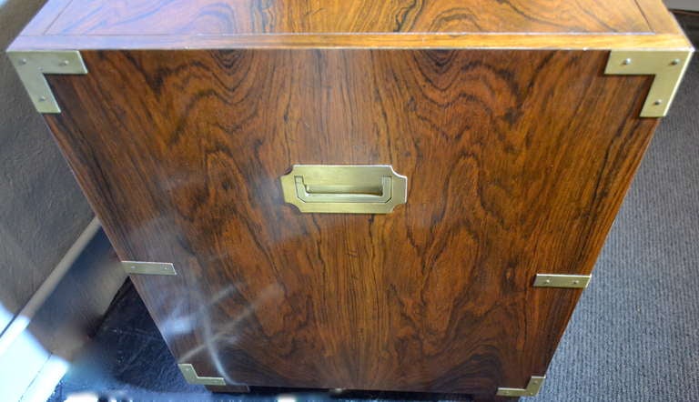 Rosewood campaign-style chest by Baker Furniture In Excellent Condition In Norwalk, CT