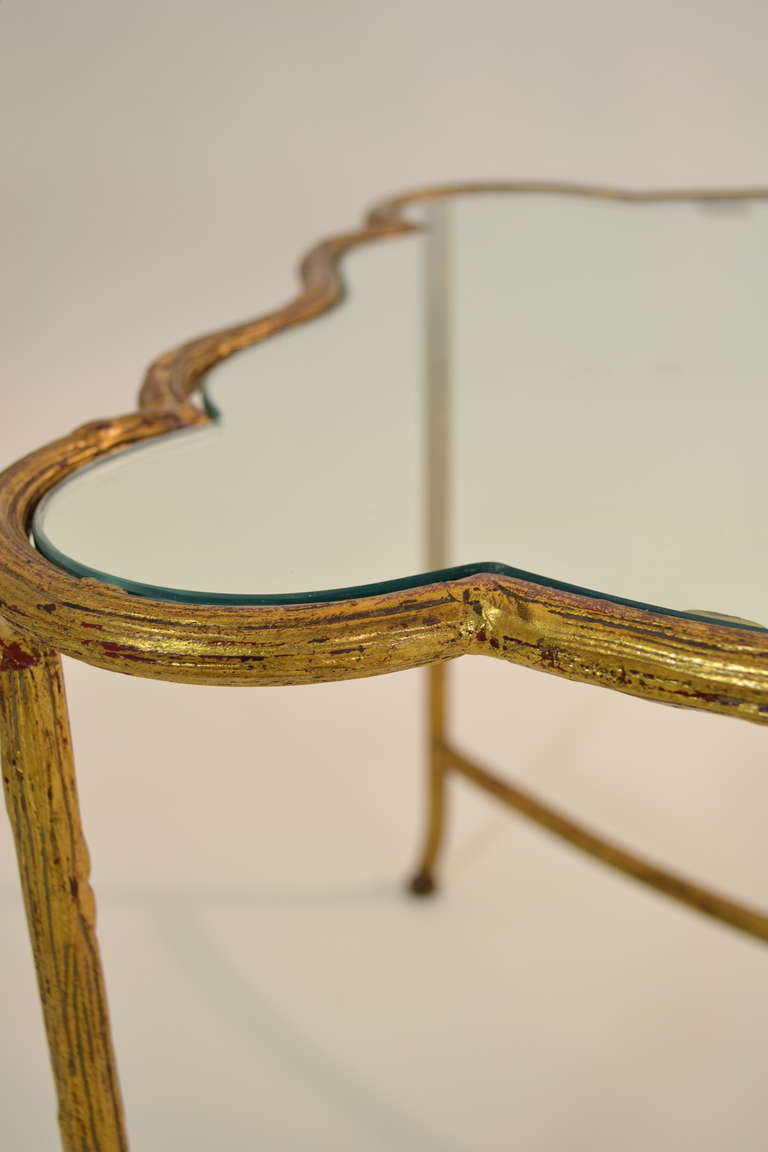 Faux Bois Bronze Cocktail Table with Scalloped Edge at 1stdibs