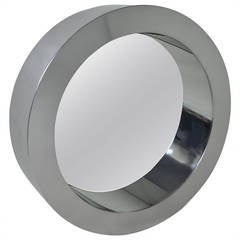 Polished Steel Porthole Mirror in the Style of C. Jere