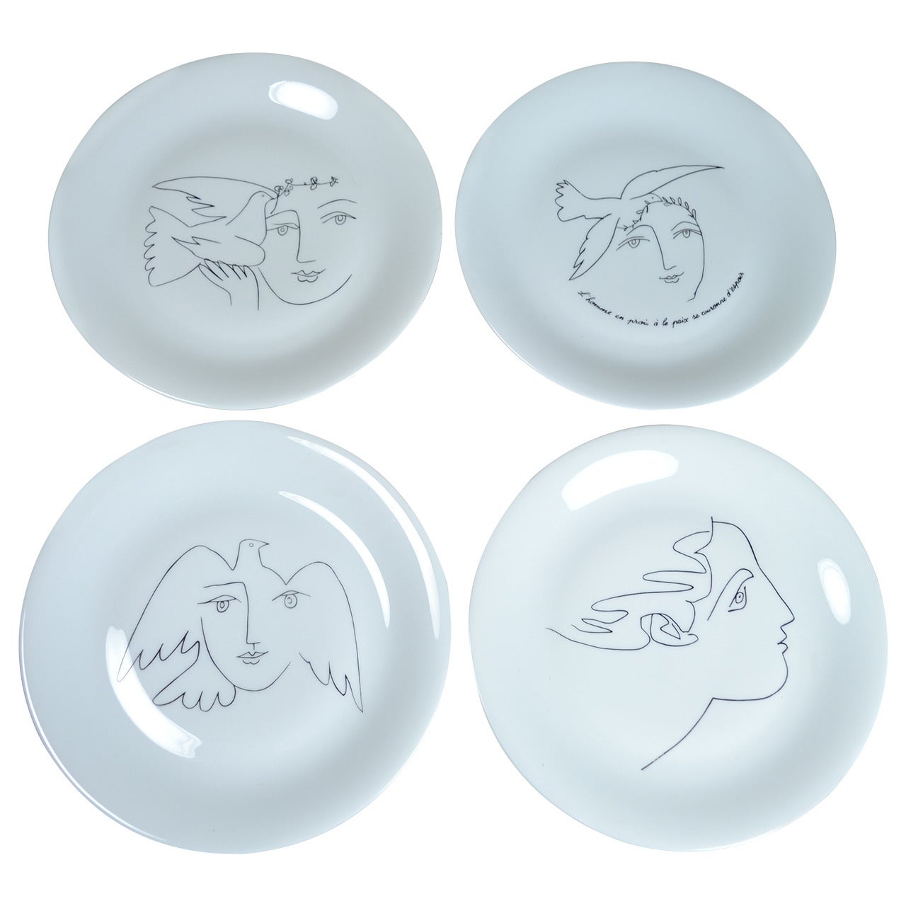 Set of Four Picasso Designed Plates for Limoges