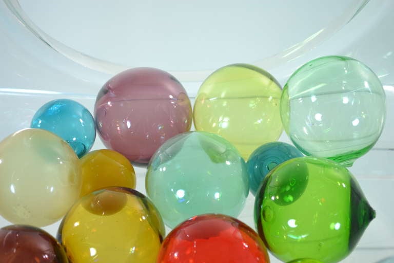 Heavy Lucite Bowl with Colored Floats 2