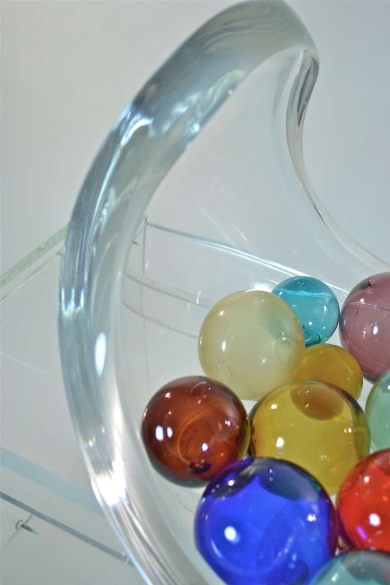 Mid-20th Century Heavy Lucite Bowl with Colored Floats