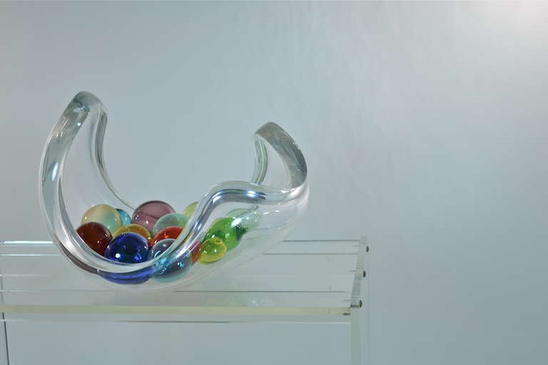 Heavy Lucite Bowl with Colored Floats 1