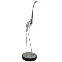 Large C. Jere Aluminum and Steel Heron