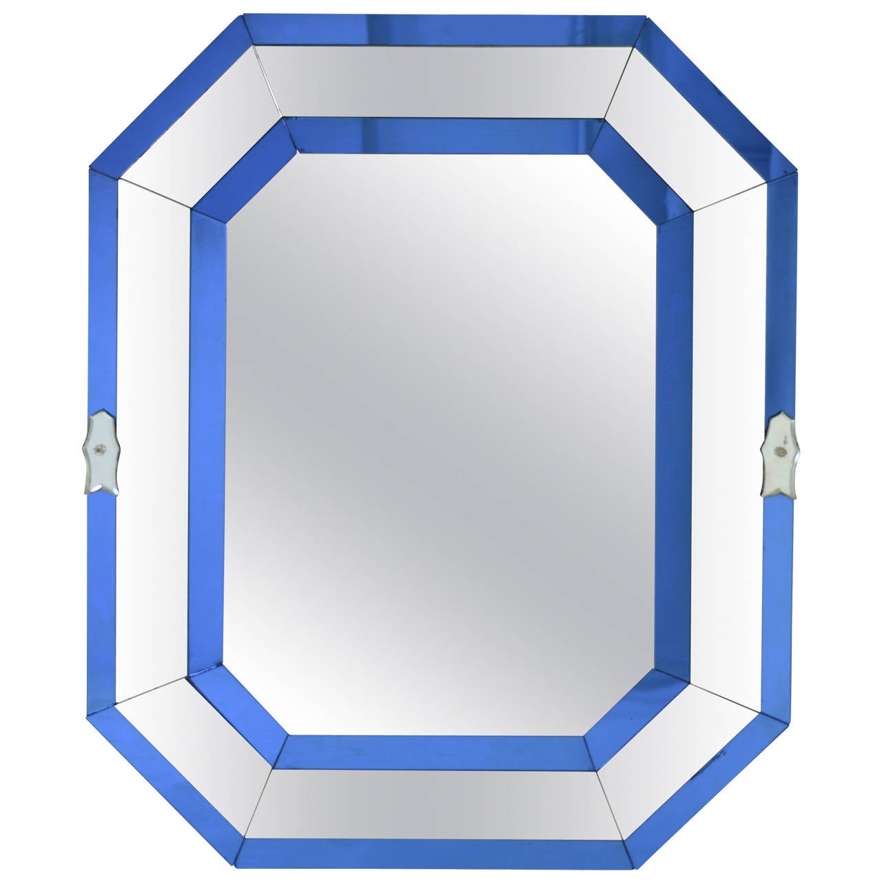 Decorative Style Mirror with Clear and Blue Mirror Glass at