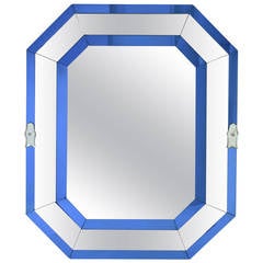 Decorative Venetian Style Mirror with Clear and Blue Mirror Glass