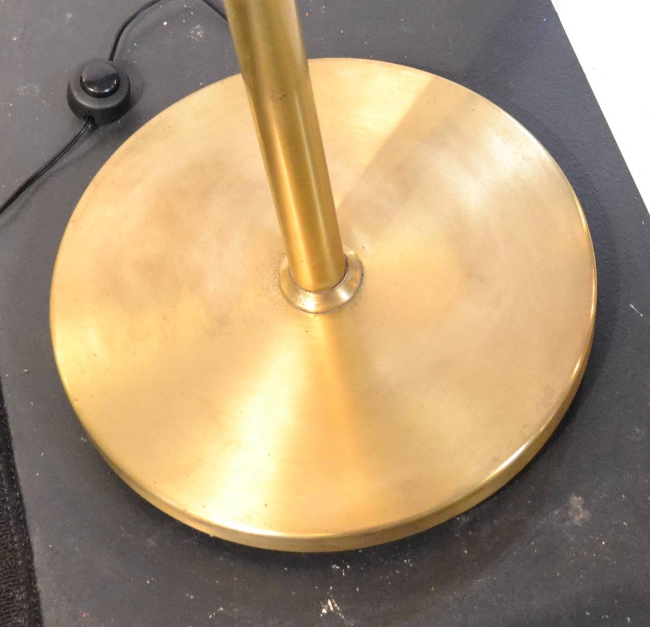 Brass Floor Lamp with Large Murano Shade In Good Condition In Norwalk, CT